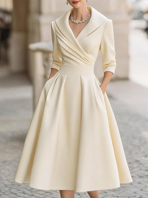 Eloise wrap midi dress in Beige