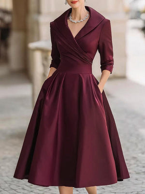 Eloise wrap midi dress in Wine