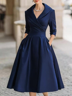 Eloise wrap midi dress in Navy Blue