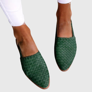 Ornella woven slingback flats in Green