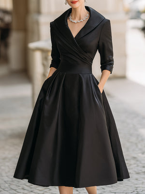 Eloise wrap midi dress in Black