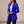 Adrienne pearl detail blazer in Blue on a light gray studio backdrop