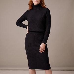 Bonnie ribbed knit set in Black on a light gray studio backdrop