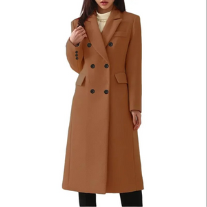 Celeste long wool coat in Brown