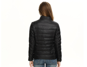 Clementine quilted down jacket in Black, back view