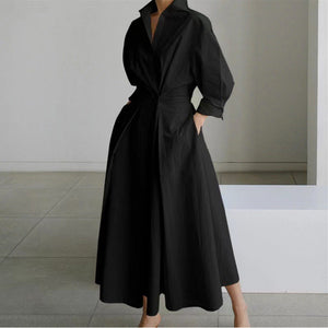 Eliza maxi shirt dress in Black