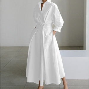 Eliza maxi shirt dress in White