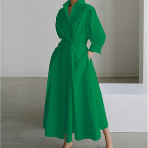 Eliza maxi shirt dress in Green