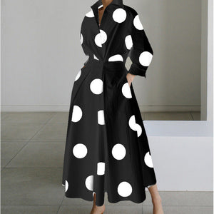 Eliza maxi shirt dress in Black Polka Dot