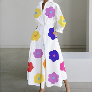Eliza maxi shirt dress in White Floral
