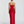 Faustine strapless maxi dress in Red from the back, showing the lace up corset