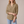 Francesca linen blend button down shirt in Khaki on a light gray studio backdrop