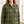 Close view of the shirt collar and button front on the Francine cardigan in Green