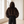 Back view of the Georgina faux fur hoodie in Brown with the hood up
