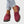 Gloria suede penny loafers in Raspberry worn with cuffed jeans