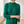 Close view of the Imogen sweater mock neck, fine knit and ribbed cuff in Green