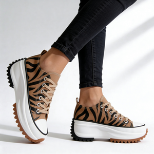 Laetitia canvas platform sneakers in Tiger Print, side view