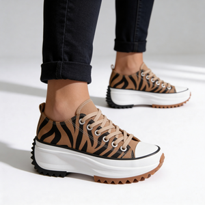 Laetitia canvas platform sneakers in Tiger Print