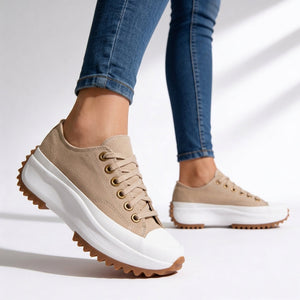 Laetitia canvas platform sneakers in Tan