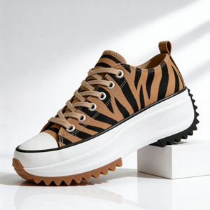 Single Laetitia sneaker in Tiger Print on a white block