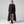 Lillian long trench coat in Black worn open over a black dress
