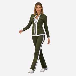 Marianne tracksuit set in Olive worn walking