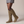 Marlene knee high suede boots in Dark Green with a buckle ankle strap and wood tone heel