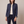 Rosamund wool blazer in Blue with gray contrast edging and bronze tone buttons