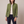 Rosamund wool blazer in Green with gray contrast edging and bronze tone buttons