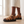 Close view of the Soledad platform sandals in Camel showing the front straps and ankle buckle