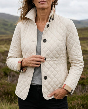 Winona quilted jacket in Cream, worn outdoors